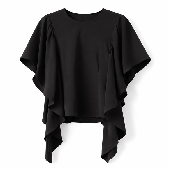 Leith Tops - Leith Ruffle Sleeve Top Black XS NWT